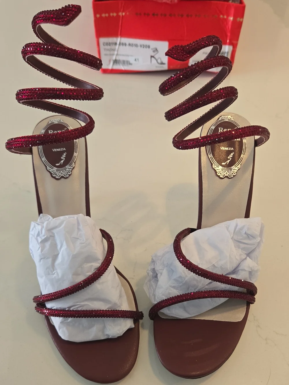 Rene Caovilla Margot Burgundy Sandal